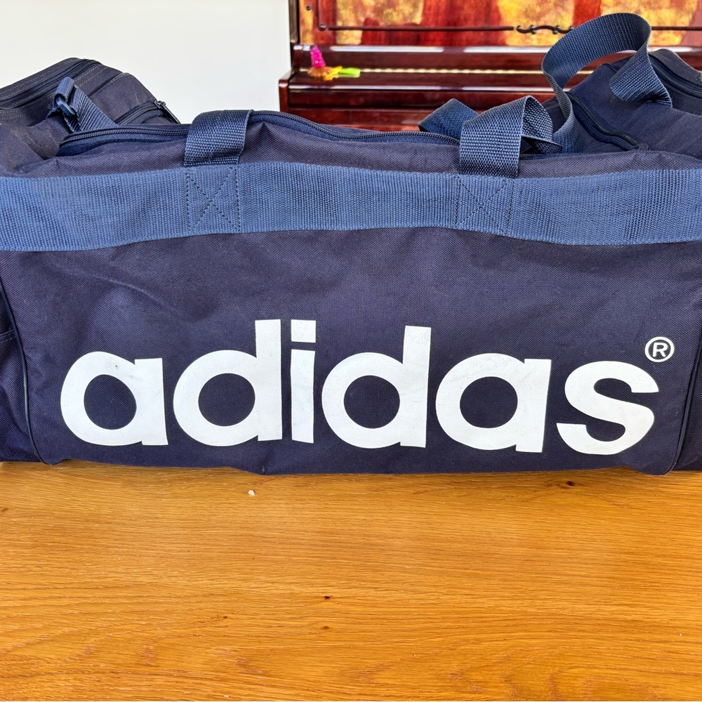Vintage 90s Adidas Navy Blue Duffel Bag excellent condition